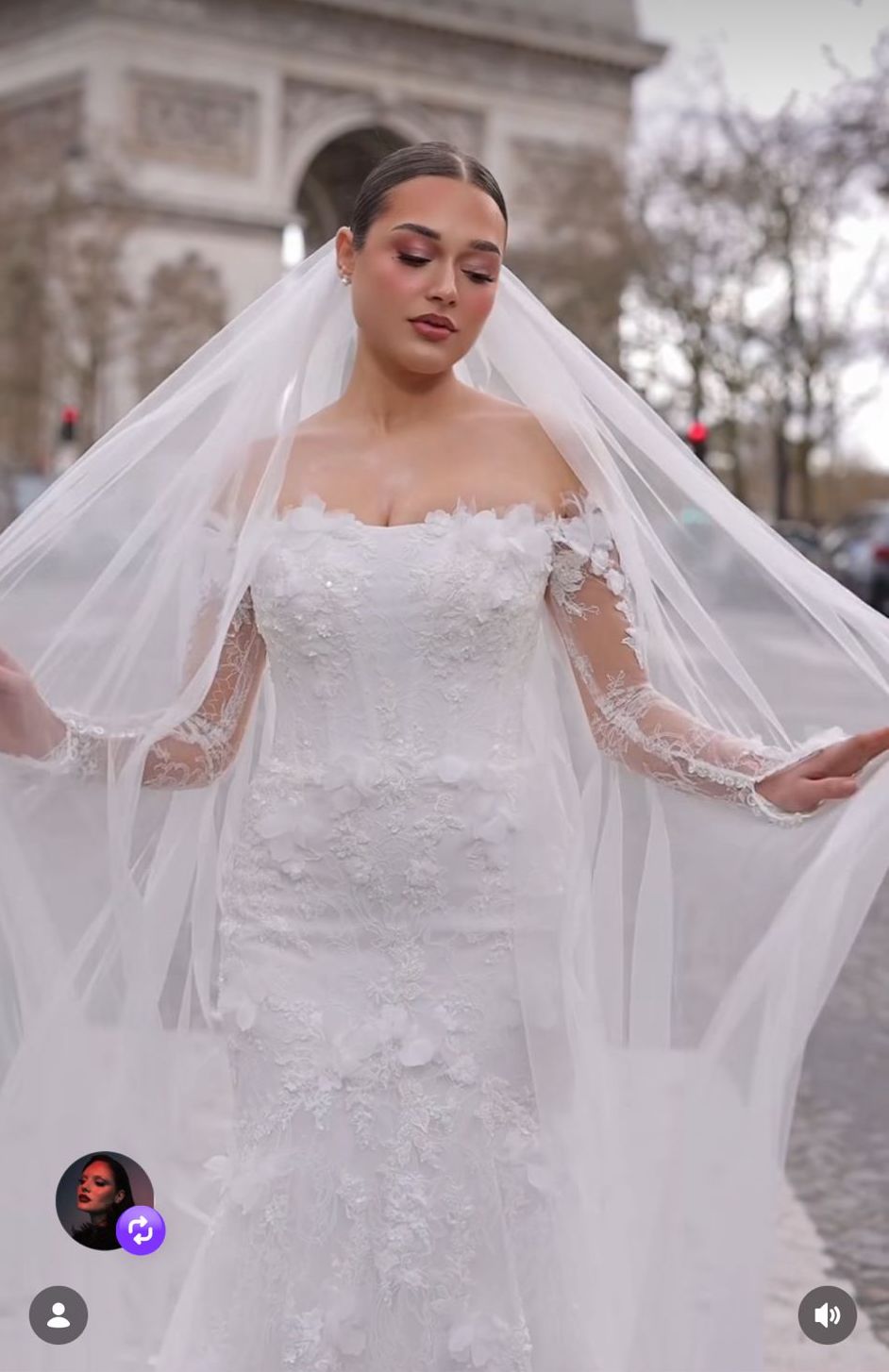 Portret bruid met kant en sluier